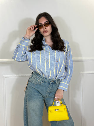 CAMICIA A RIGHE STRASS