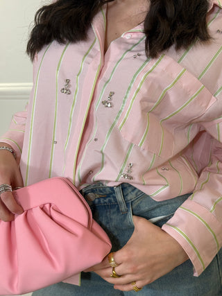 CAMICIA A RIGHE STRASS
