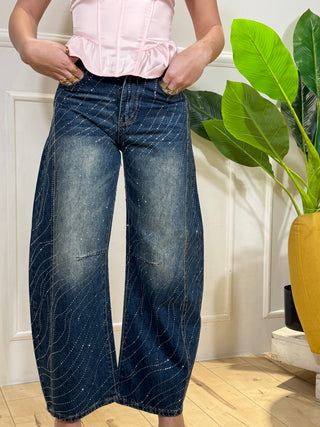 JEANS BALLON STRASS