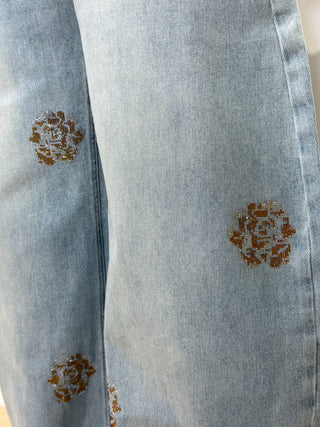 JEANS STRASS ROSA