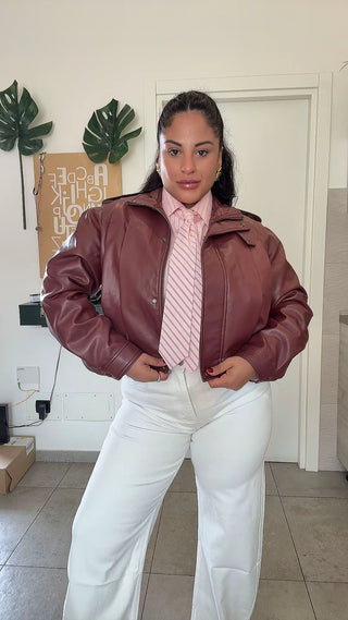 GIACCA CROP PELLE