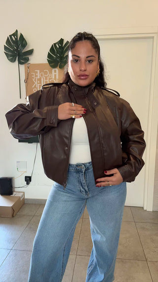 GIACCA CROP PELLE