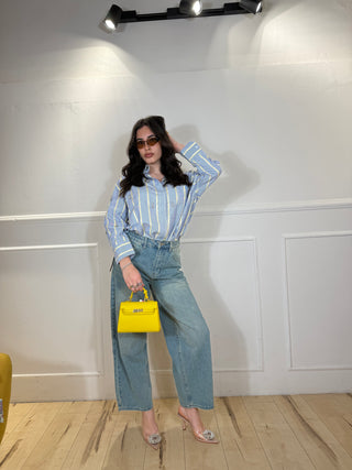 CAMICIA A RIGHE STRASS
