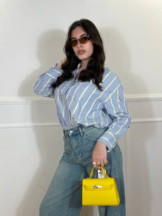 CAMICIA A RIGHE STRASS