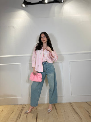 CAMICIA A RIGHE STRASS